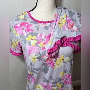 Sweet Treasures Womens Sleep Pajama Set Size S Gray Floral Print Pjs Loungewear